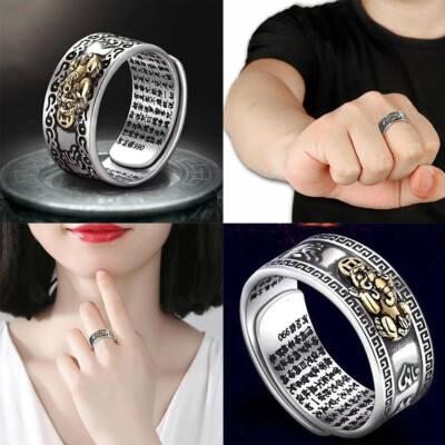 US 3 Pack Feng Shui Pixiu Mani Mantra Adjustable Ring Wealth Ring Lucky