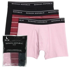 Banana Republic Boxer Briefs Men's Large 3 Pair Berry Jam Striped Black