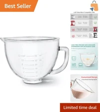 Multi-Functional 5 Quart Glass Bowl with Pour Spout - Perfect for KitchenAid