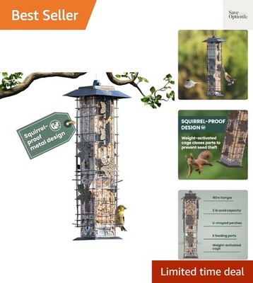 336-1SR Squirrel-Be-Gone Squirrel Proof Bird Feeder, 2LB, Outdoor Wild Bird F...