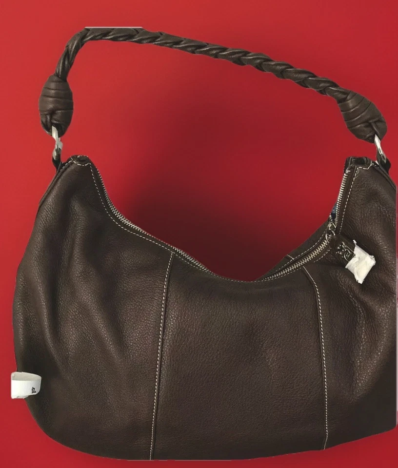 Leonello Borghi:DESIGNER Leather-3-Pocket Braided Strapped Hobo Bag - Image 2 of 4
