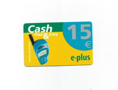 e-plus 15 EURO CASH Credit Card (Germany) USED NO CHIP