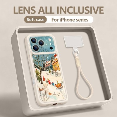 Weihnachts Winter Motiv Umhängeband Hülle für iPhone 17 16 15 14 Pro Max 13 12