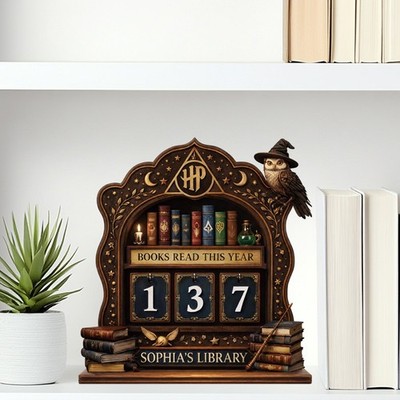Harry Potter Book Tracker Decor   Magical Bookshelf Reading Counter