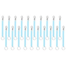 20Pcs Retractable Coil Springs Keychain Spiral Cord Coil Keychain Light Blue