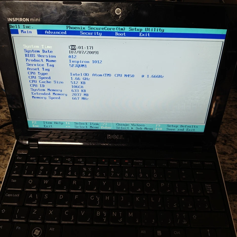 Dell Inspiron Mini 1012 Intel Atom нетбук ноутбук - на запчасти/без жесткого диска #2579 - Изображение 3 из 4