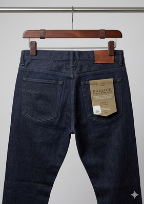 RALEIGH DENIM Jones Blue Jeans Stretch Cotton Resin Rinse Regular Fit 38 (EU 54)