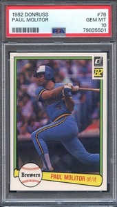 1982 Donruss #78 Paul Molitor PSA 10 HOF Milwaukee Brewers 5501