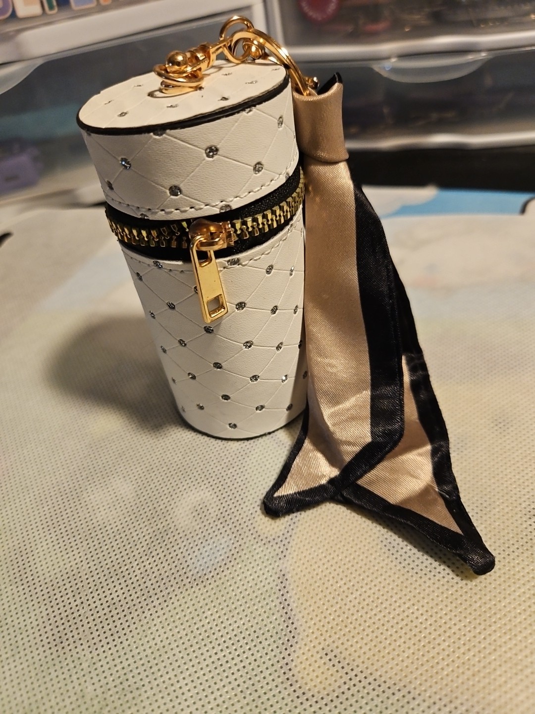 Mini Lipstick Barrel Keychain Bag Charm Coin Purse Scarf Accessory NWT