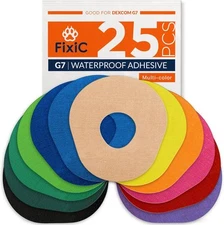 FixiC – Adhesive Patches for G7 & Stelo – 25 Pack Premium Multi-color | 