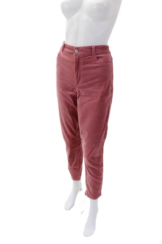 Paige Black Label Mujer Hoxton Terciopelo Ajustado Pierna Recta Pantalones Rosa Talla 30 Foto 2 de 4