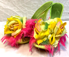 GUISEPPE ZANOTTI 2000'S Metallic Platforms Heels Flower &amp; Feather Detail EU 37.5