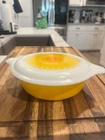 Vintage Pyrex Orange/Yellow Casserole dish with lid
