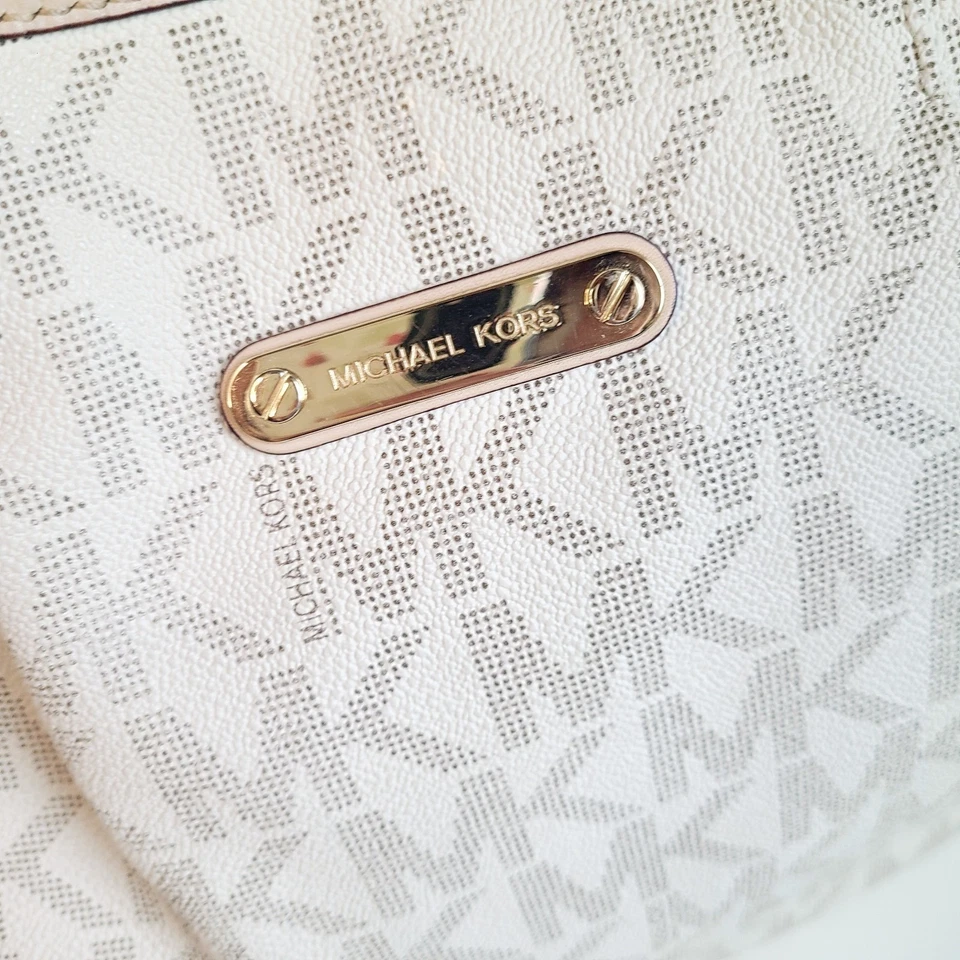 Bolso de mano convertible MICHAEL KORS Jet Set marfil vainilla logotipo firma Foto 4 de 4