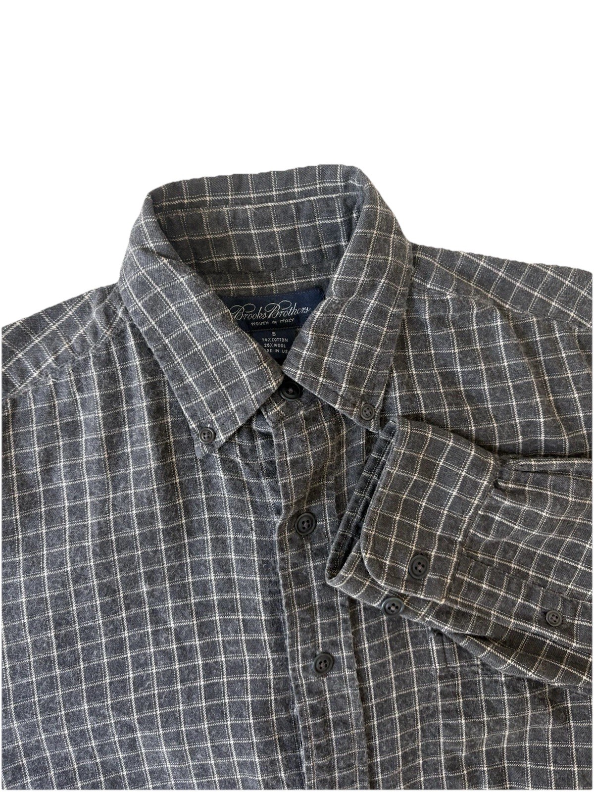 Vtg Brooks Brothers Men’s Small Wool Blend Plaid Italy Woven US Made Shirt  thumbnail 3