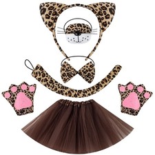 6 Pcs Cheetah Costume for leopard Costume Cheetah Ears Headband Nose Tails Bo...