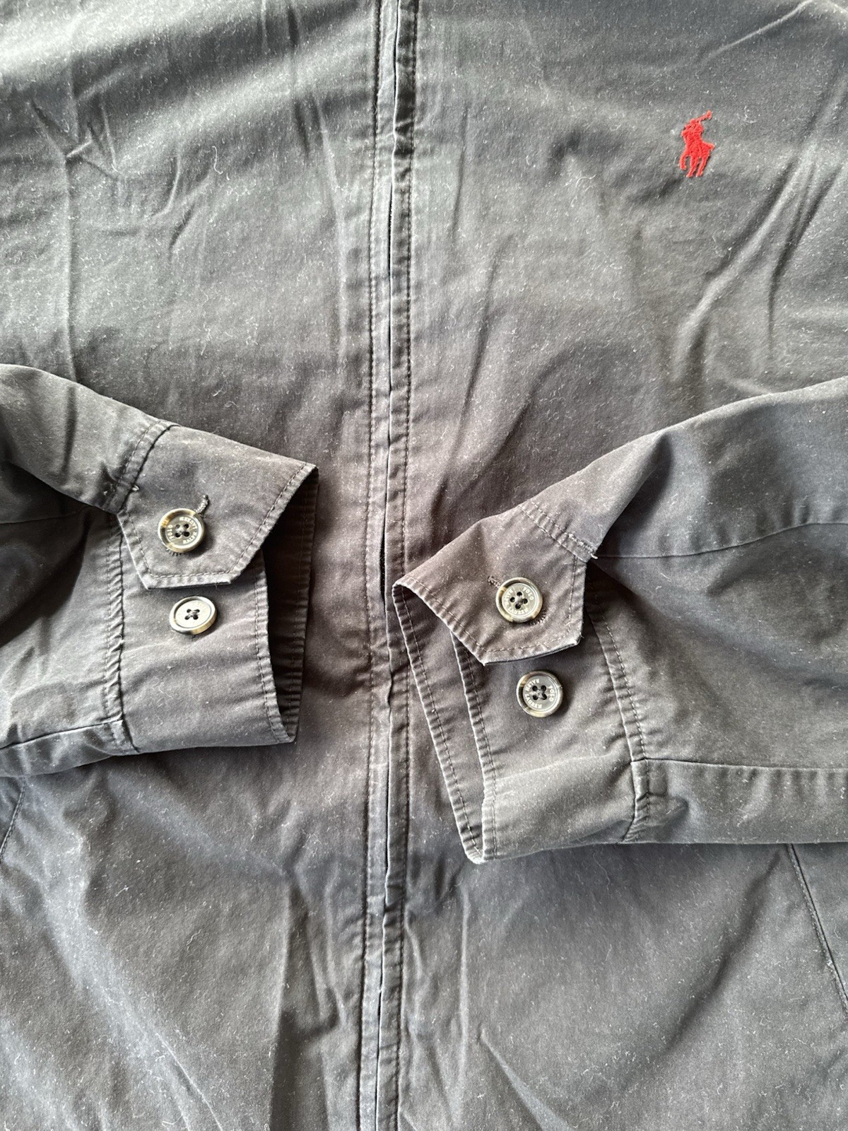 PONY POLO RALPH LAUREN Harrington Bomber Giacca Nero Rosso Sfoderato Cotone Uomo 2XL