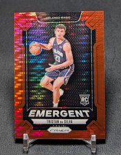 Tristan Da Silva Red Pulsar Emergent /99 Rookie RC 2024-25 Prizm Card #23 Magic. rookie card picture