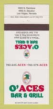 Matchbook Cover - O'Aces Bar Grill Las Vegas NV 30 Strike