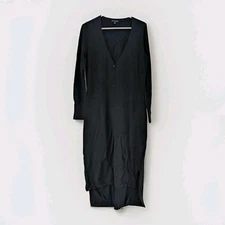 H by Halston A269209 XS Long Cardigan V Neck Button Front Black