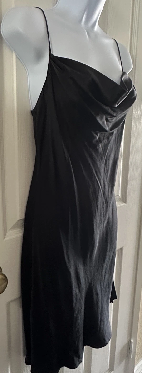 UNDERCOVER Y2K Victoria’s Secret Seta Nero Drappeggiato Taglio Bias Vintage Mini Abito Slip Dress M