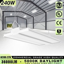 240W LED Linear High Bay Light Industrial Warehouse Workshop Hanging Lamp 5000K