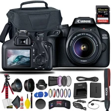 Canon 4000D / Rebel T100 Camera W/ 18-55mm Lens + 64GB Card + More INTL Model