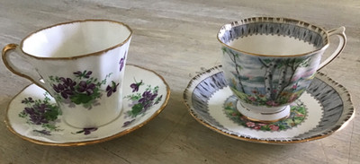 Vintage Royal Albert Silver Birch or Adderley Teacup & Saucer Bone China England