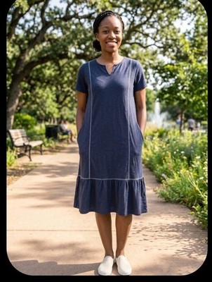 Lori Goldstein LOGO Black Shift Dress 1X Pockets Cotton