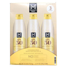 Member's Mark Water Resistant Broad Spectrum Sunscreen Spray, SPF 50, 9.1oz, 3pk