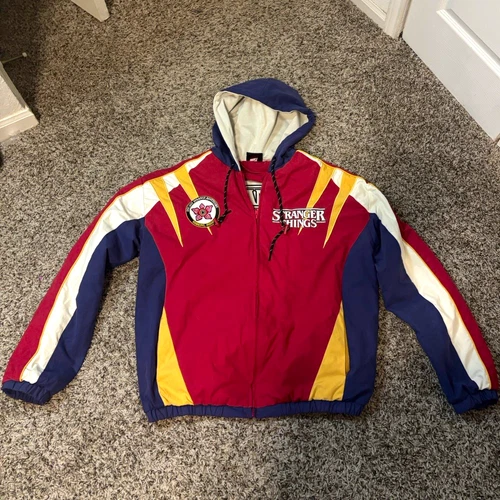Netflix Stranger Things Hooded Full Zip Colorblock Lined Jacket L Red/Blue - product listing photo
