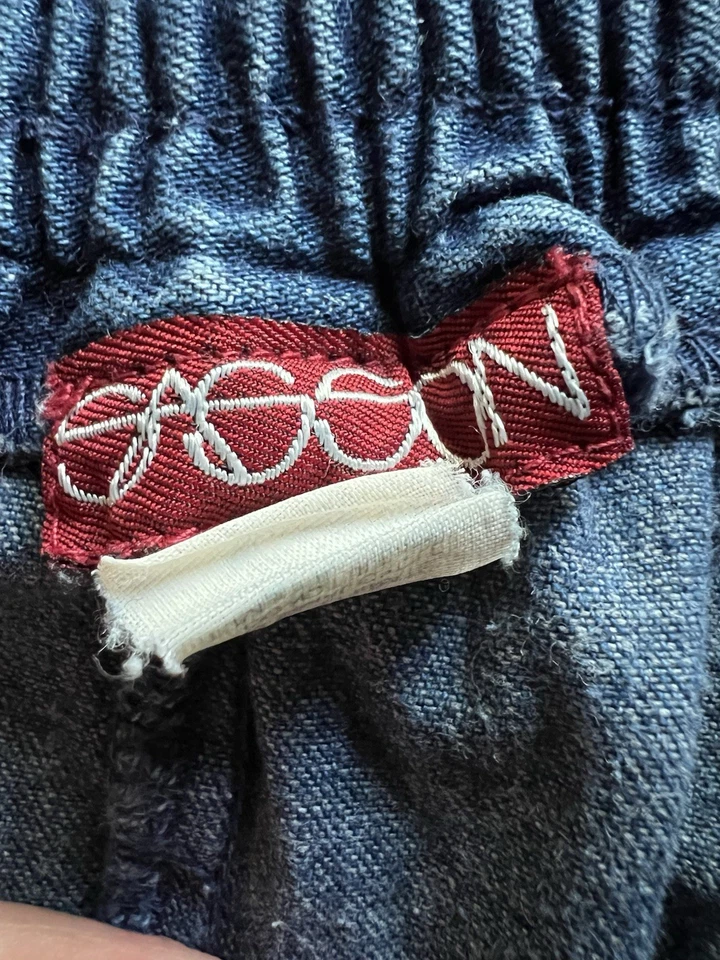 Falda midi vintage años 80 Sasson plisada denim con botones cintura elástica talla 18 western Foto 4 de 4