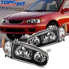 Pair Headlights Assembly For Toyota For Corolla S LE CE 2001-2002 Black Housing