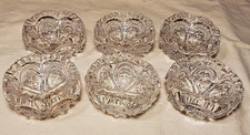 Antique Glass Open Salt Cellars Victorian Era Set of Six Salt Cups
