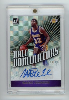 2017-18 Donruss #HD-MJ Magic Johnson Hall Dominators Signatures #/99