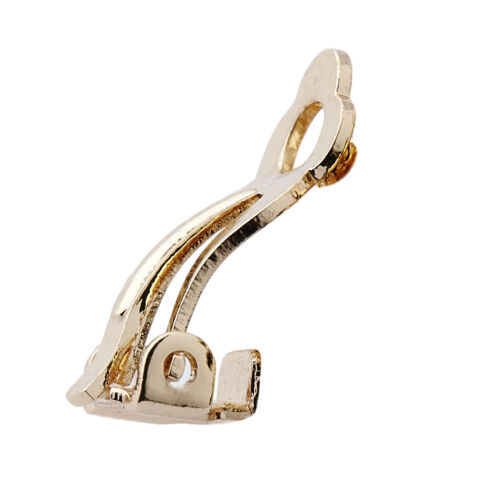 Big Clip On Earrings gold plated stud with a large cream resin stone - Bree W - Picture 2 of 3