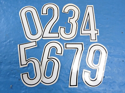 Vintage BMX / Motocross Rennen Nummernschild Aufkleber Decals 6'' weiß Nr. 3 NOS 80er