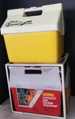 Vintage Thermos Double 6 Packer Ice Chest W Original Store Box #7714 12 QT