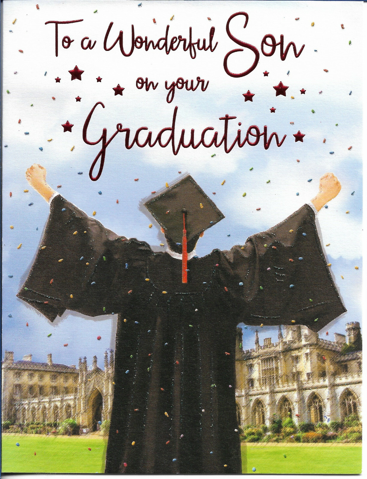 WONDERFUL SON ON YOUR GRADUATION GREETING CARD 7""X5.5"" TRADITIONAL