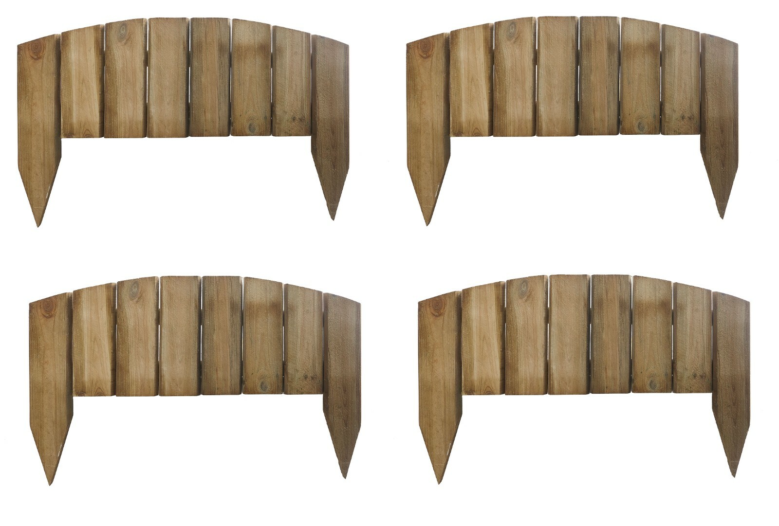 Wooden Picket Lawn Fencing Garden Wood Border Log Border Path Fence Edging 4Pcs