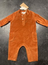 ANGEL DEAR 0/3 MONTHS SPICE BROWN PAJAMAS Velour Jumpsuit Rumper