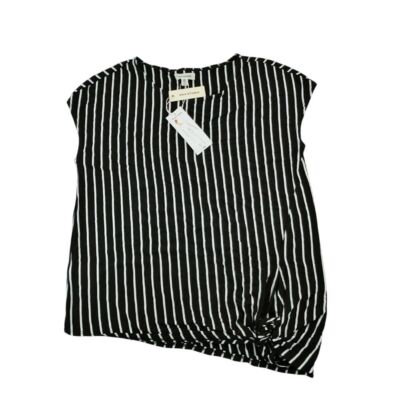 Max Studio Stylish Black & White Striped Sleeveless Blouse Detail Size XS