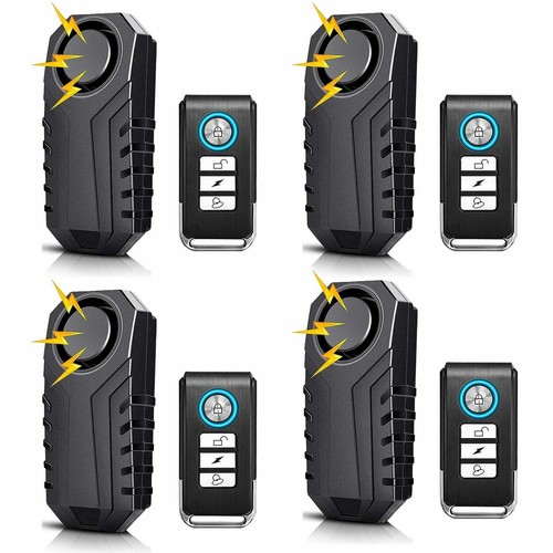 Loud 113dB Wireless Anti-Theft Vibration Motorcycle Bike Security Alarm 4 Packs