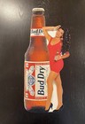 Vtg Nos Budweiser Bud Dry 24" Beer Bottle w/Girl Model Pos Display Sign, 1992