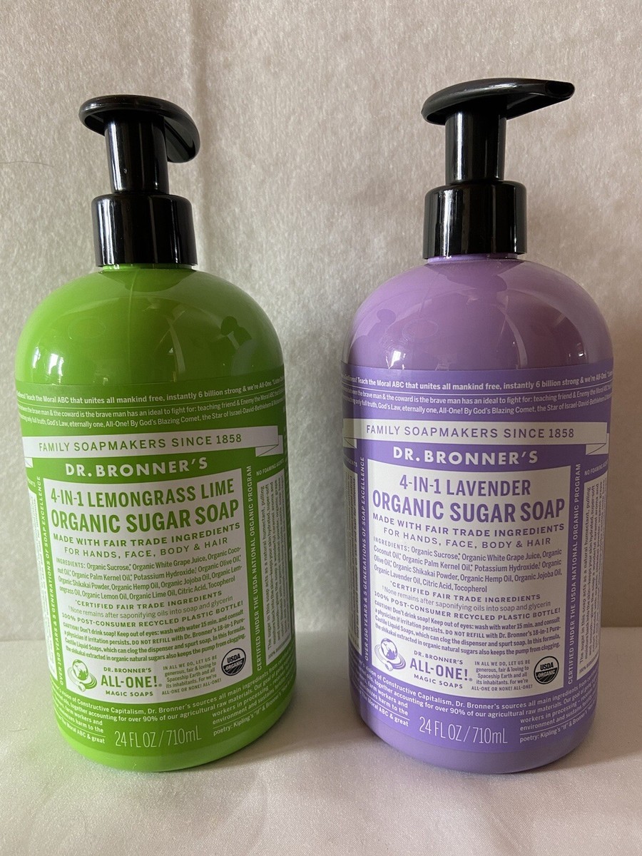 2-Dr Bonners Lemongrass Lime Lavender Scent Organic Sugar Soap 