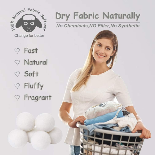 Wool Dryer Balls Organic XL 6-Pack, 100% New Zealand Chemical Free Fabric Soften - Picture 3 of 12