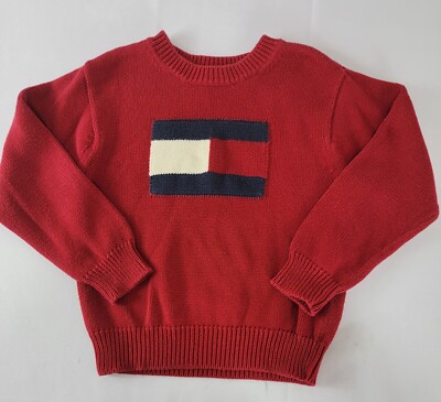 Tommy Hilfiger Kids 6 Color Block Flag Red White Blue Sweater Unisex Boys Girls