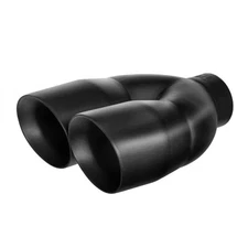 Dual Pipe Exhaust Tip Weld On Black Muffler 2.5" ID x 7"OD x 9"L Double Wall