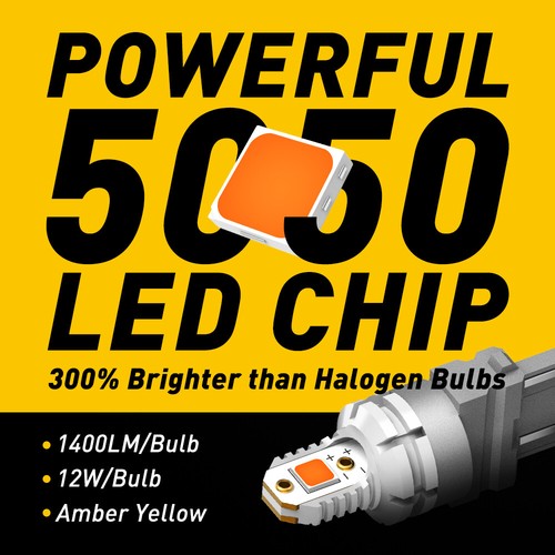 For F150 Ford F250 Super F350 Duty Amber Turn Signal Light 3157 LED Bulb 12w H - Picture 2 of 22