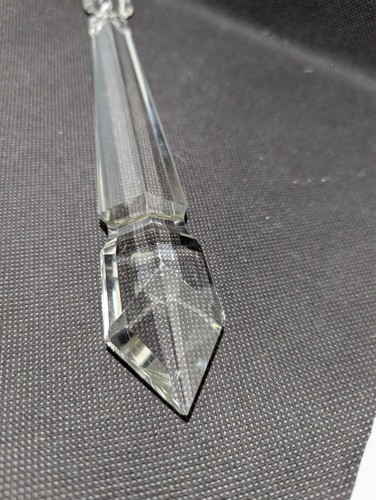 VTG CLEAR CRYSTAL FLAT POINTED SPEAR SPADE CHANDELIER LAMP PART 7" w/hanger - 第 2/12 張圖片